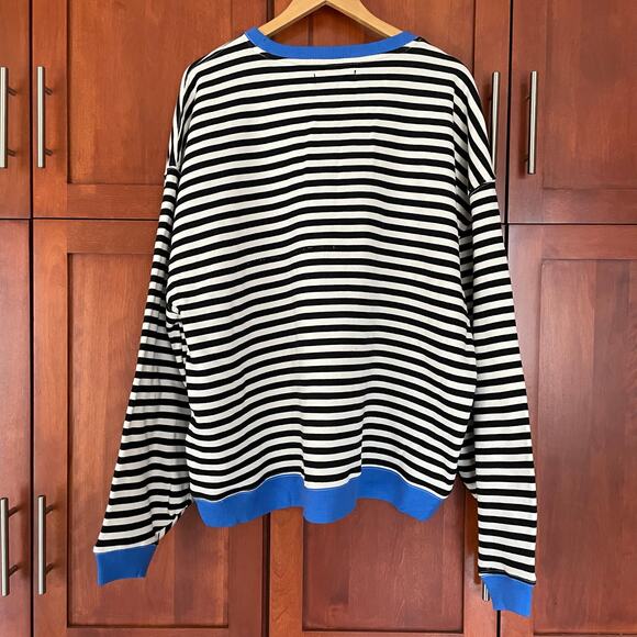 Free People We the Free Sweatshirt Striped Oversized Crewneck Size Medium - Picture 7 of 12